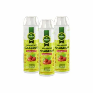 Rinkinys: Kolagenas braškių skonio, 100% grynas HEALTHY CHOICE, 500ml (3vnt.)